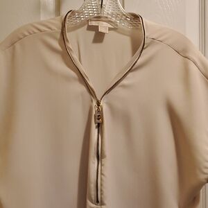 Michael Kors Cream Zip-Up Blouse